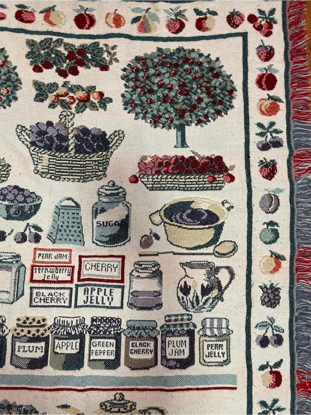 Pat Albeck Vintage Kitchen Fruit & Jam Tapestry Throw Cottagecore whimsy